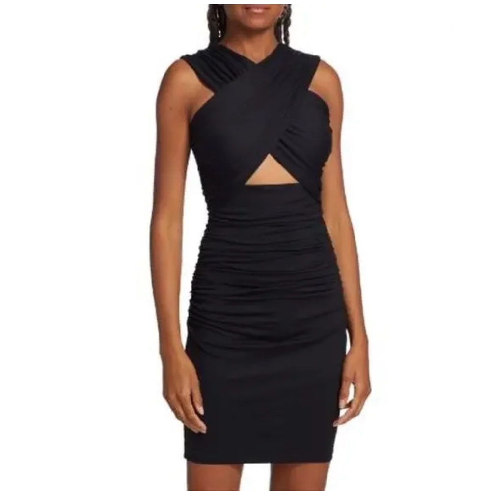 Susana Monaco Black Cross Front Gathered Dress